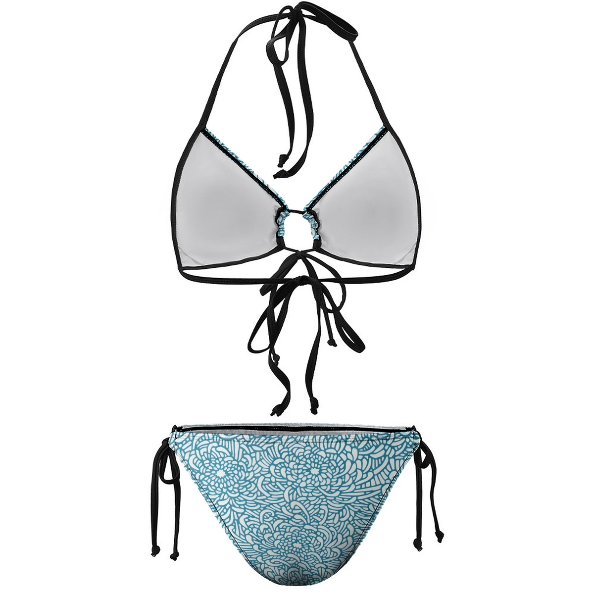 Romantic Bikini for Women Tropical Flower Pattern with Halter Neck and Keyhole Front