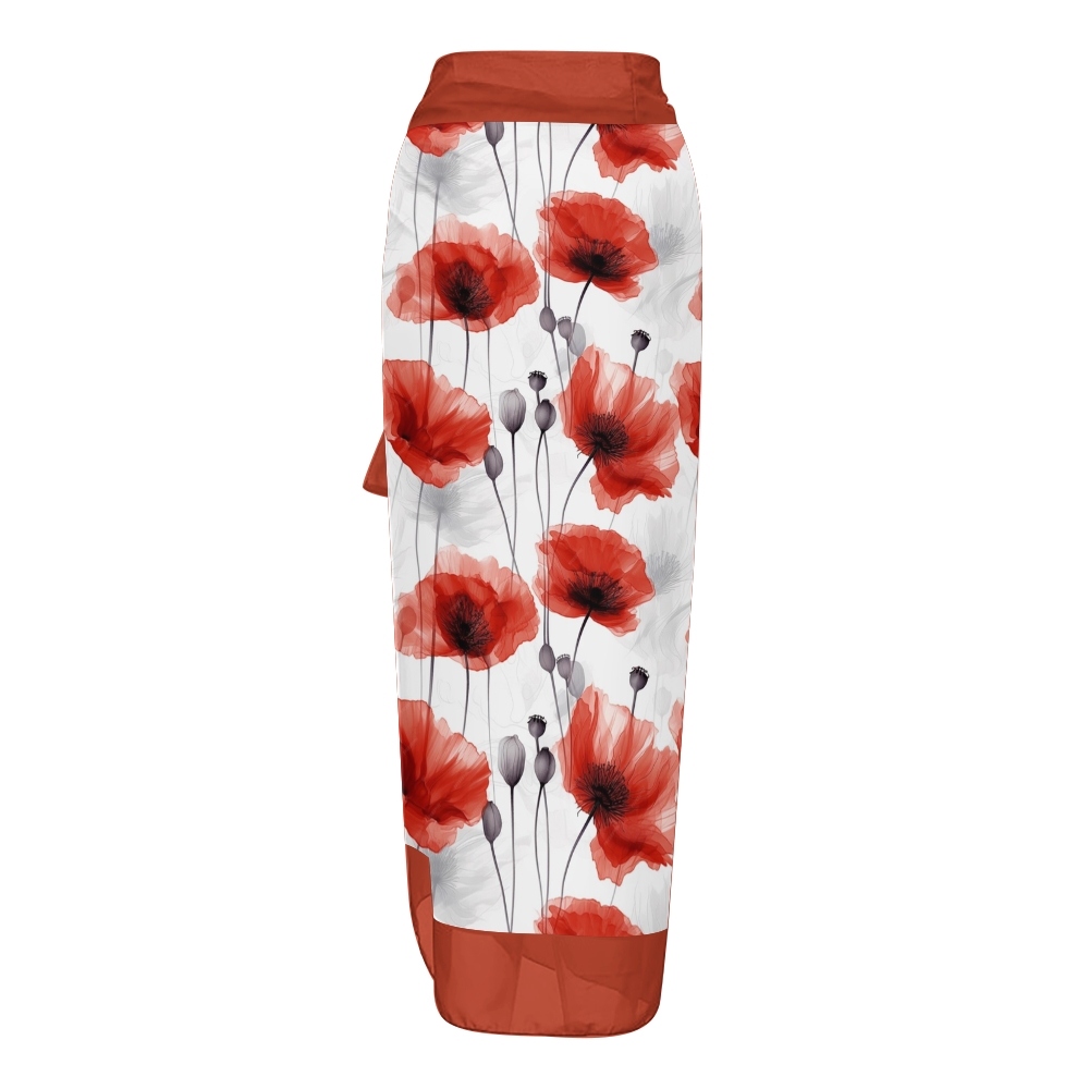 Women's Resort Style Swimwear Set Bold Poppy Print Monokini and Matching Skirt