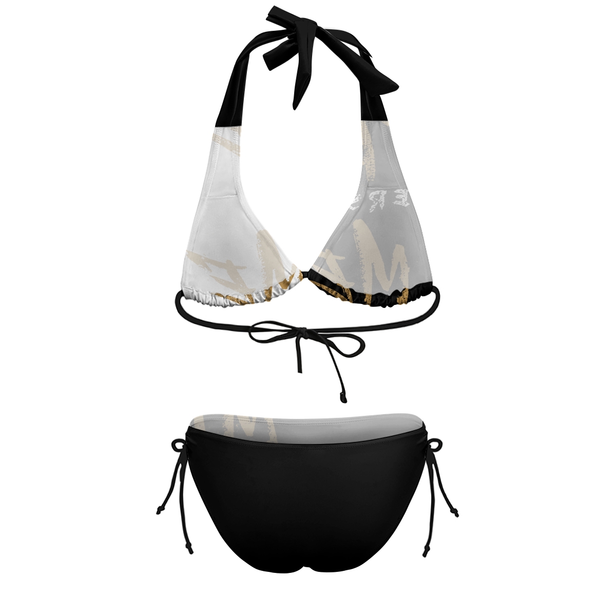 Women’s Graphic Print Bikini Set with Halter Top and Tie Side Bottoms