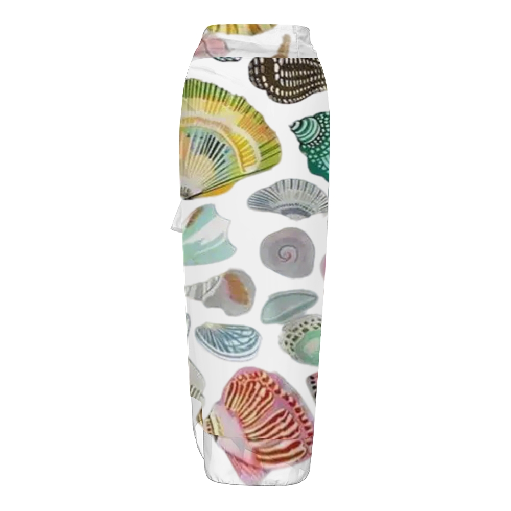 Ocean Theme Swimwear Set for Women Shell and Starfish Print Monokini with Skirt