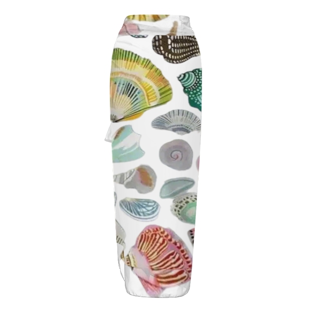 Ocean Theme Swimwear Set for Women Shell and Starfish Print Monokini with Skirt