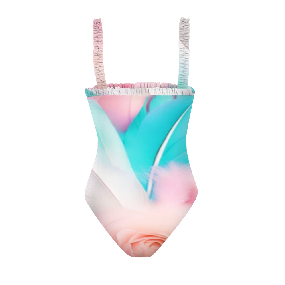 Elegant One Piece Swimwear with Soft Color Palette and Artistic Floral Motif