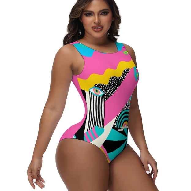 Women's Abstract Art One Piece Swimsuit Colorful Graphic Print Monokini