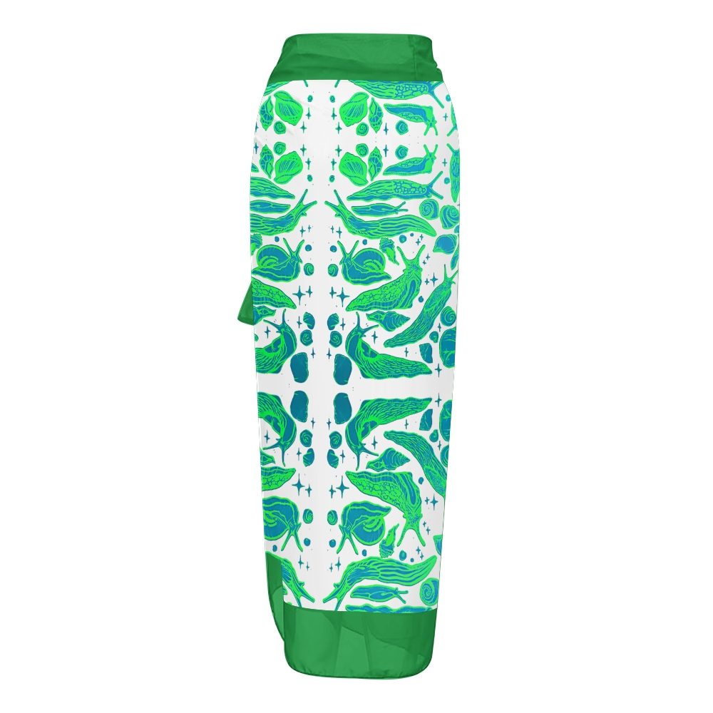 Tropical Two-Piece Swimwear Set with Deep V Neckline and Abstract Botanical Motif