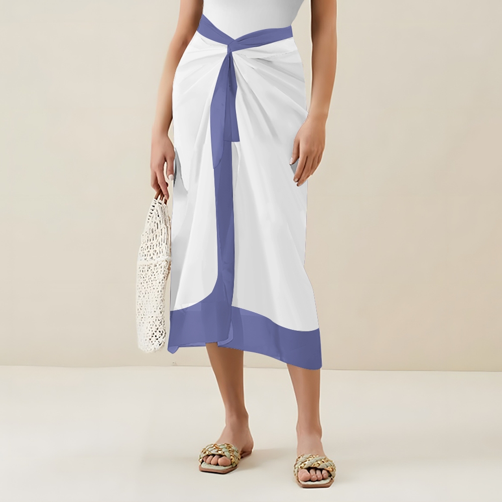 Tropical Resort Swimwear Combo with Coordinated Floral Motif and Navy Waistband