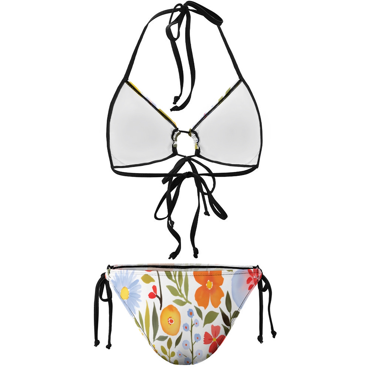 Women’s Floral Bikini Set with Halter Tie Top and Side Tie Bottoms