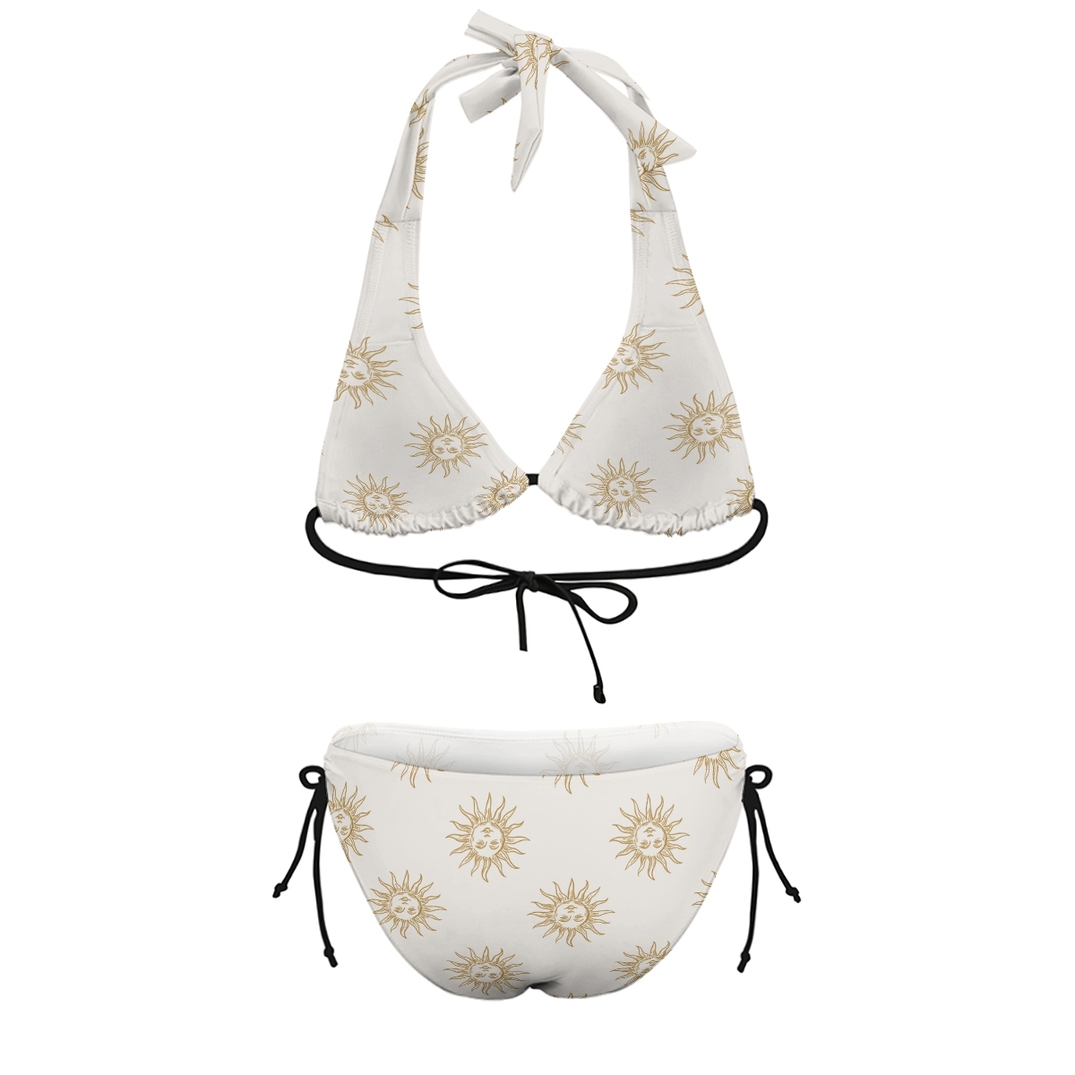 Women’s Beachwear Bikini with Gold Accents and Celestial Theme