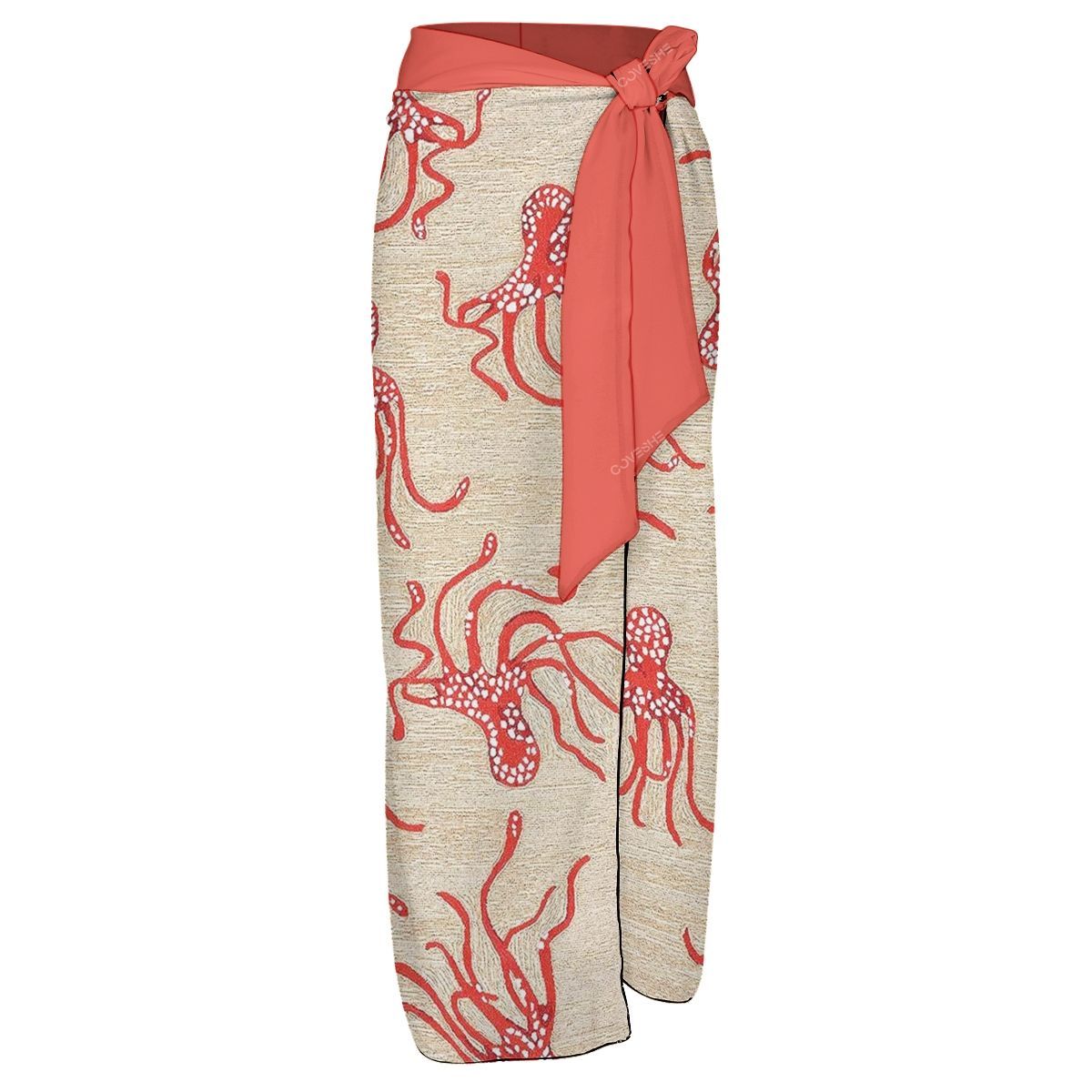 Women’s Summer Skirt with Beige Base and Playful Sea Creature Design