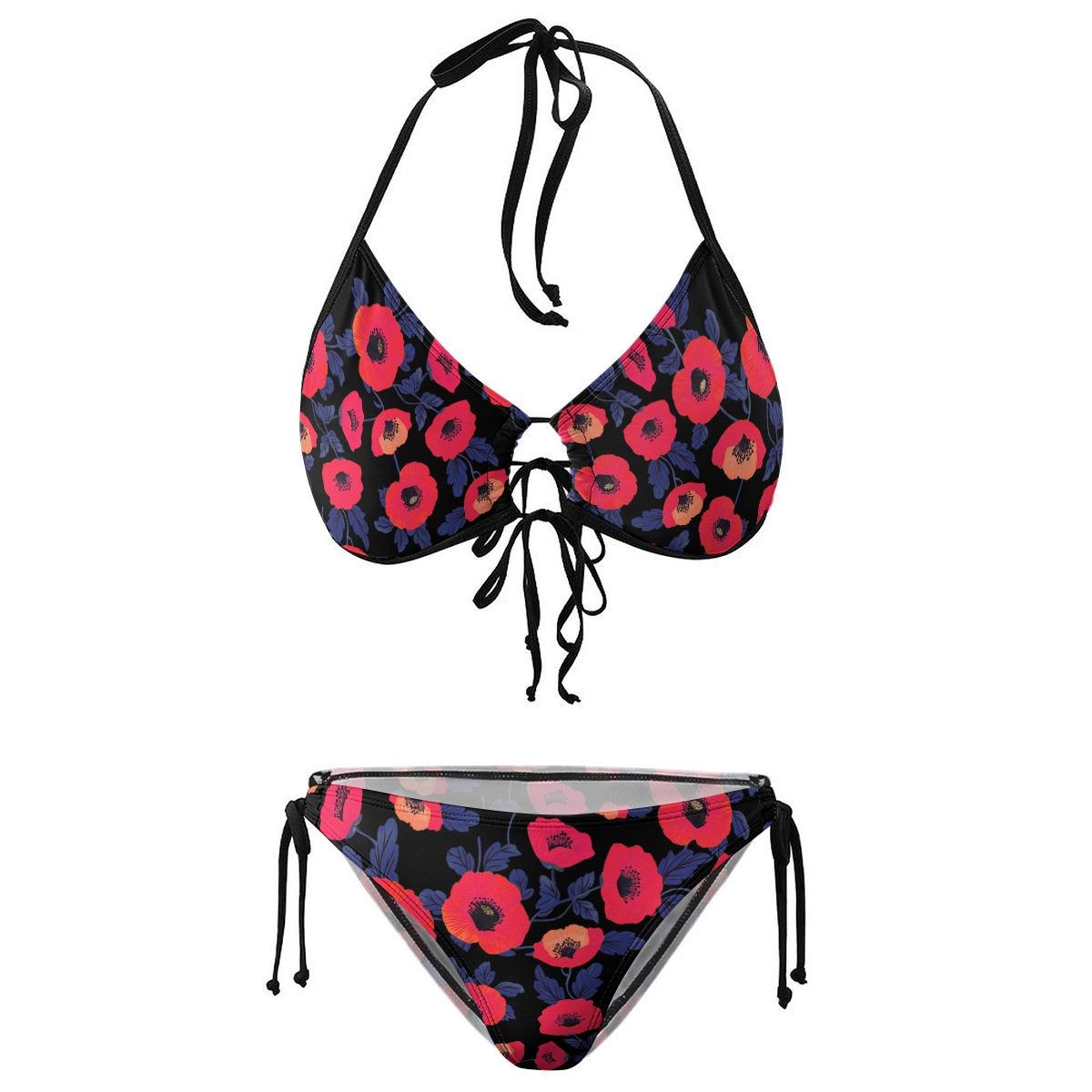 Women's Halter Bikini with Bold Floral Pattern and Resort Feel