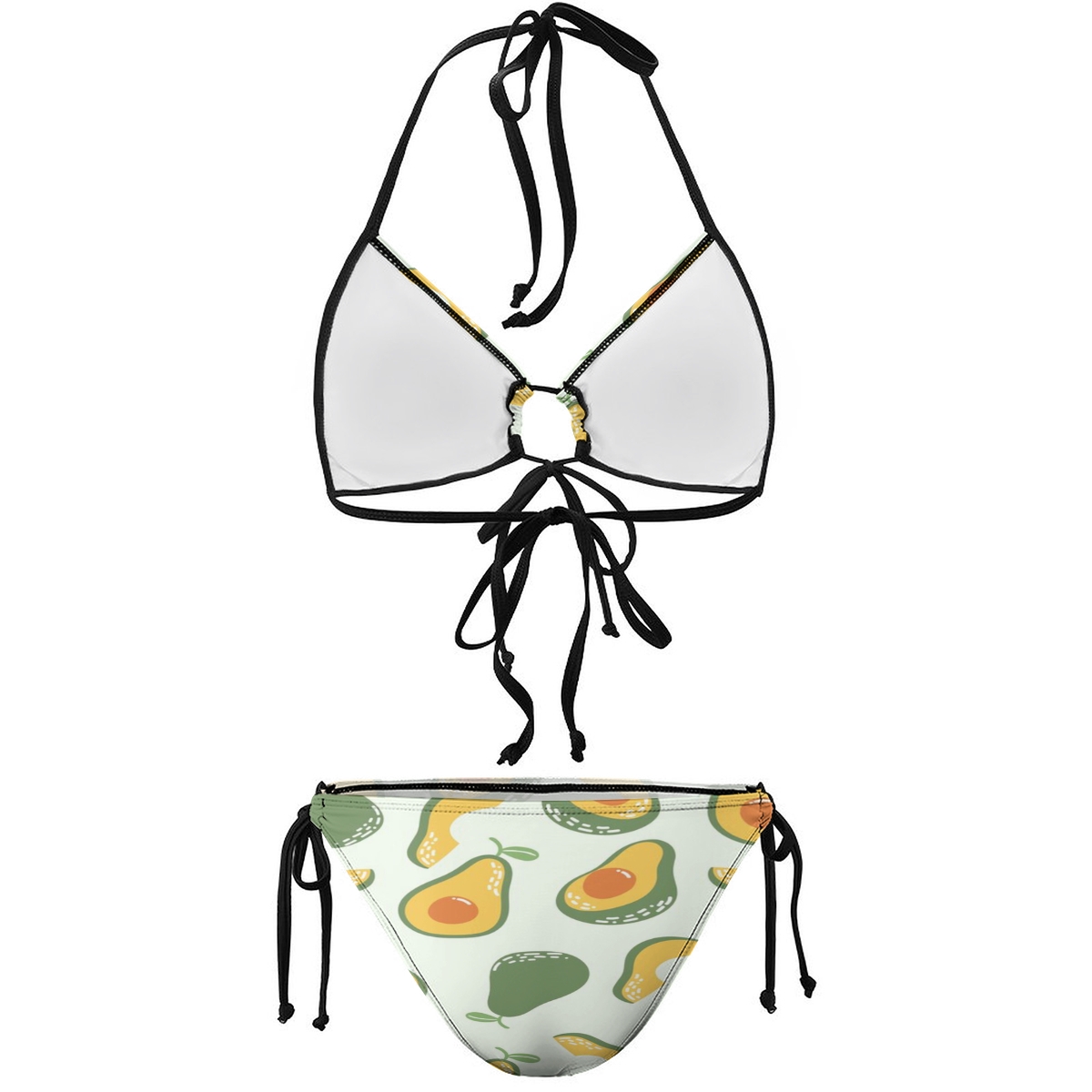 Fruit-Themed Bikini with Green & Yellow Motif and Side Tie Bottoms