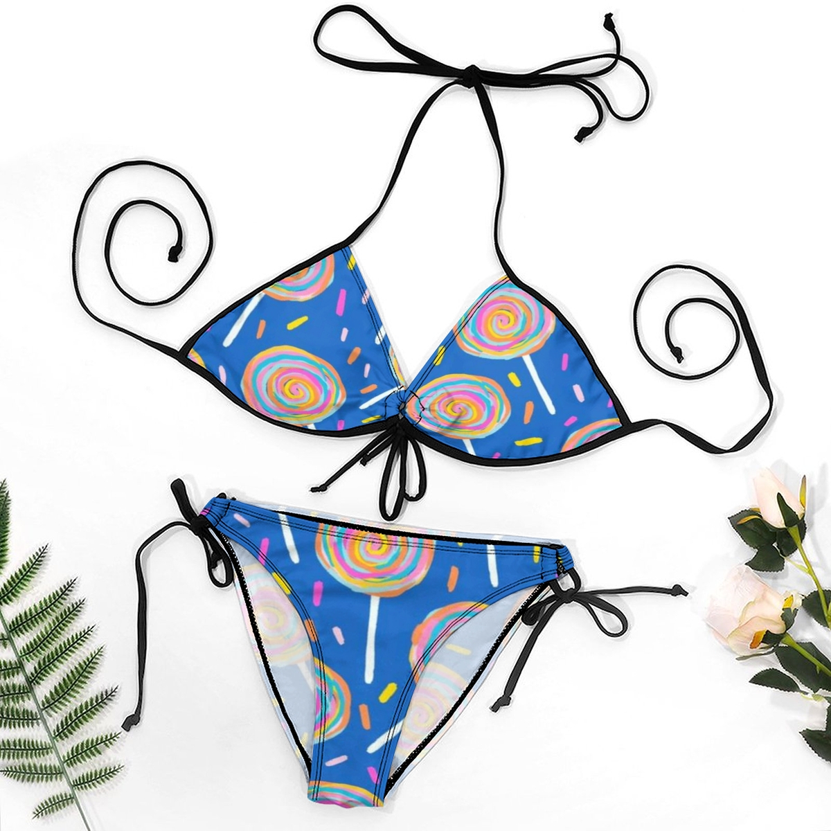 Candy-Inspired Bikini with Star Accents and Playful Vibes