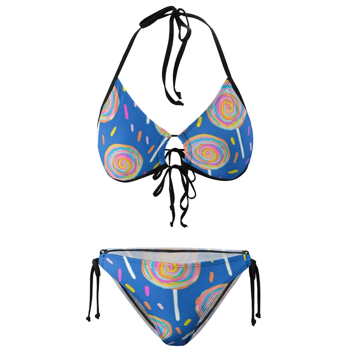 Candy-Inspired Bikini with Star Accents and Playful Vibes