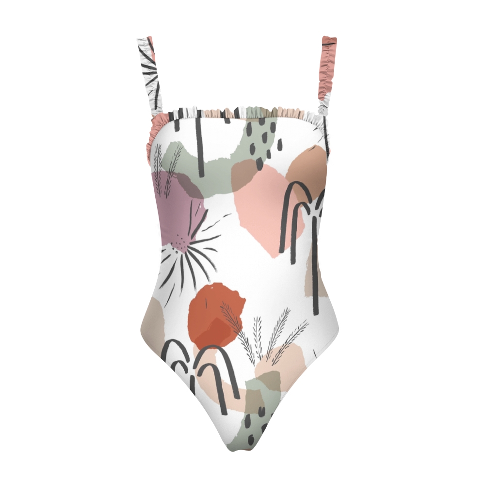Trendy One Piece Swimsuit for Women Graphic Abstract Print Monokini
