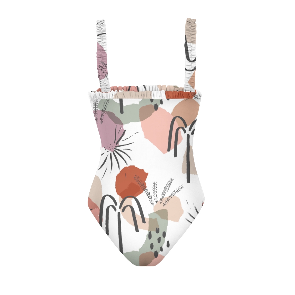 Trendy One Piece Swimsuit for Women Graphic Abstract Print Monokini