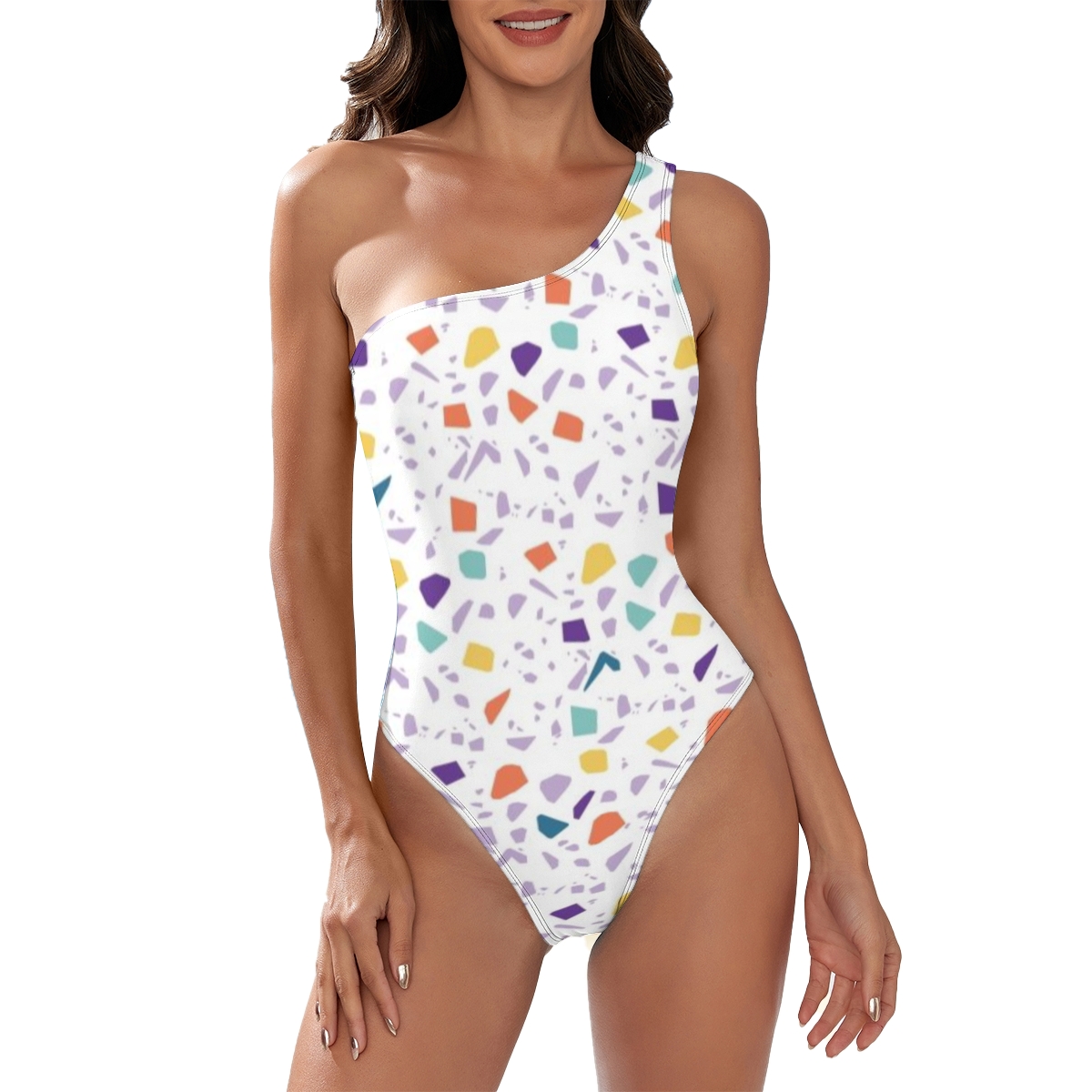 Women Chic Halter Tankini Swimsuit for Geometric Pattern Bikini Bottoms