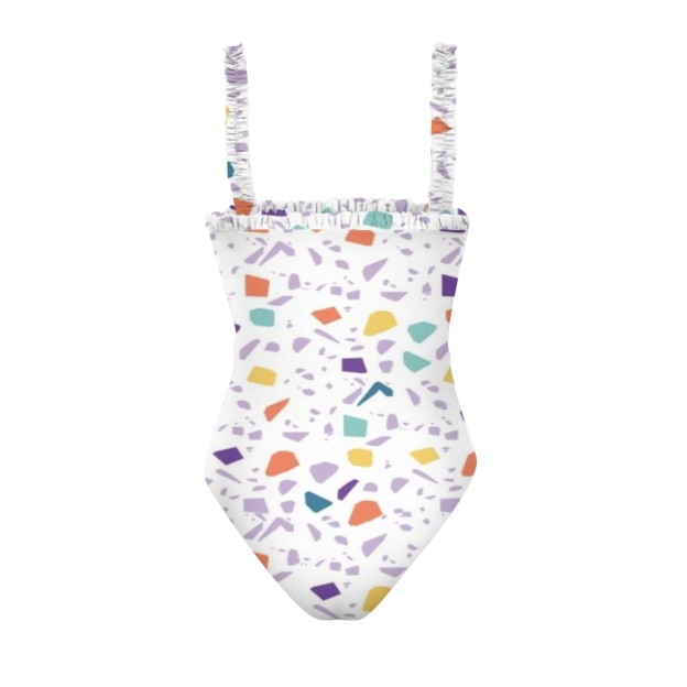 Summer Beach One Piece Swimsuit for Women Artistic Terrazzo Pattern Monokini