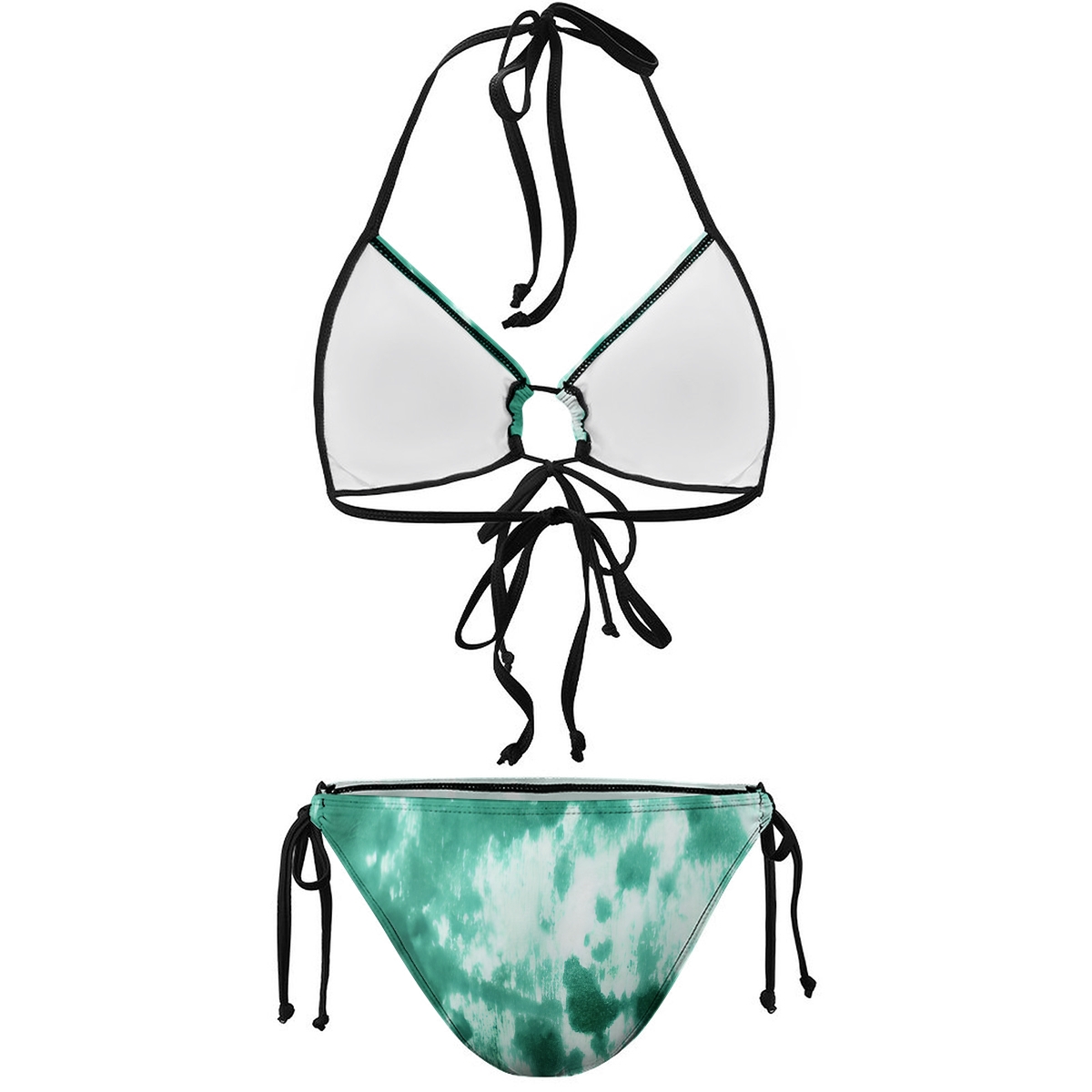 Women's Sporty Chic Bikini Two Piece Set with Halter Neck and Contrast Edging