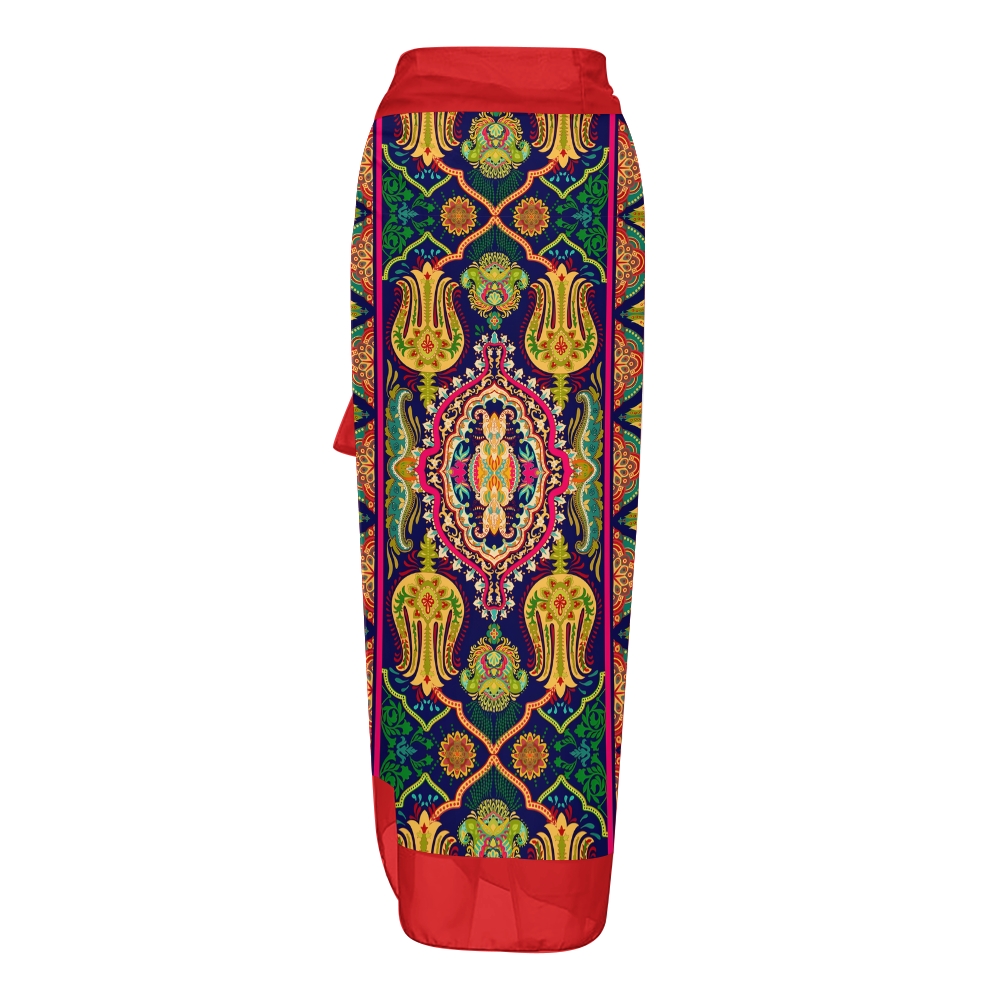 Women's Mandala Print One Piece Baroque Swimsuit with Matching Wrap Skirt Set