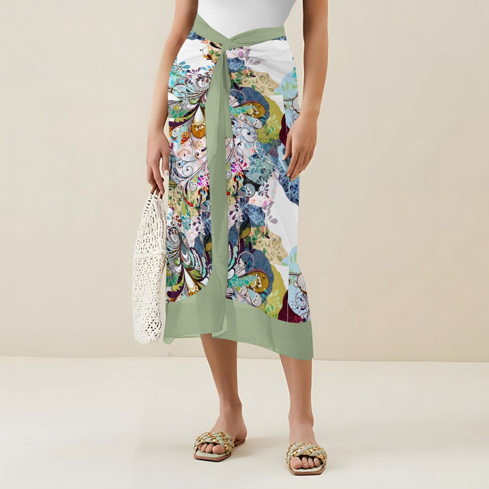 Women's Summer Resort Swimwear Set for Women Floral Paisley One Piece and Skirt