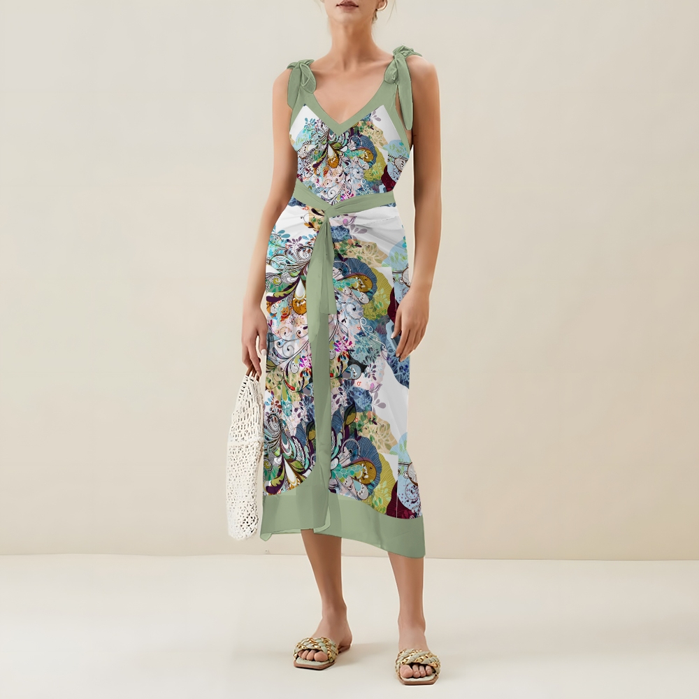 Women's Summer Resort Swimwear Set for Women Floral Paisley One Piece and Skirt