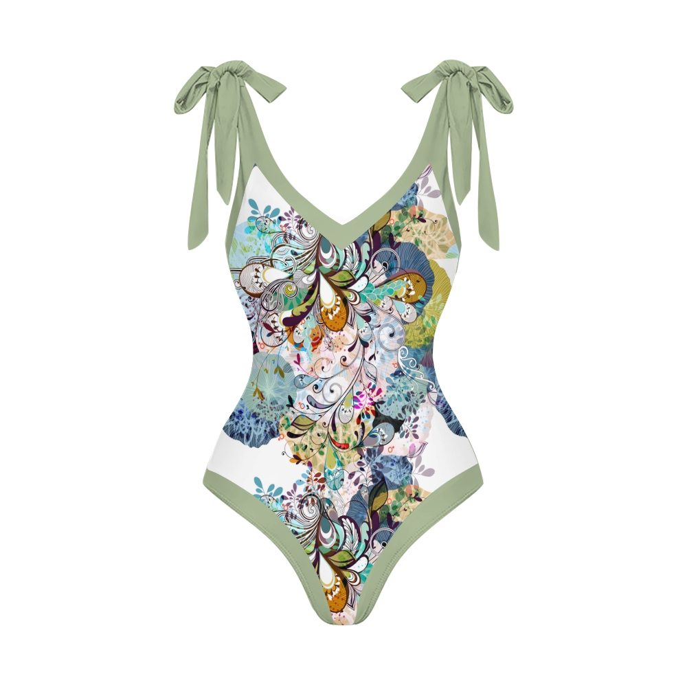 Women's Summer Resort Swimwear Set for Women Floral Paisley One Piece and Skirt