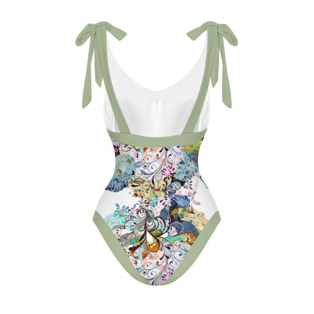 Women's Summer Resort Swimwear Set for Women Floral Paisley One Piece and Skirt