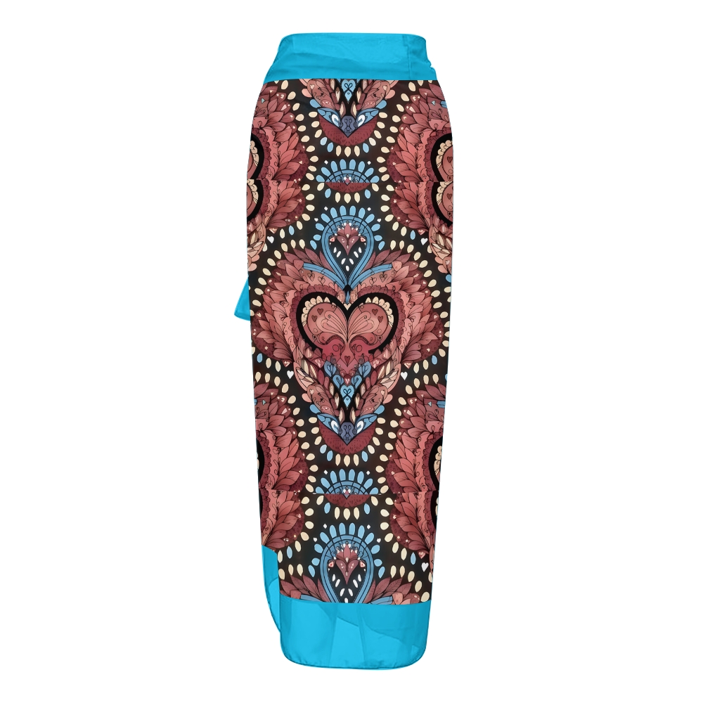 Women's Baroque Print One Piece Swimsuit  Set  with Matching Wrap Skirt