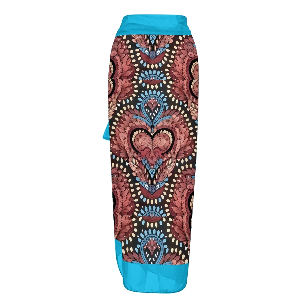 Women's Baroque Print One Piece Swimsuit  Set  with Matching Wrap Skirt