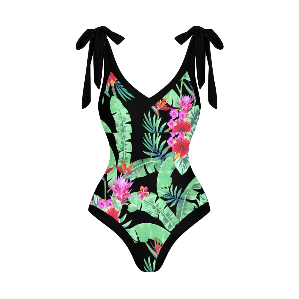 Women's Tropical Floral One Piece Swimsuit Set