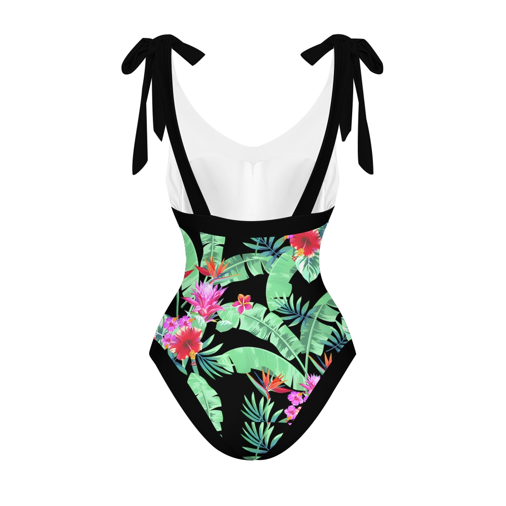 Women's Tropical Floral One Piece Swimsuit Set