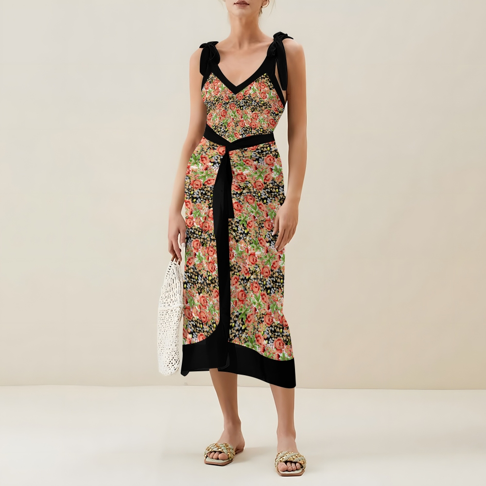 Tropical Floral One Piece Swimsuit Set Wite Coordinated High Waist Skirt