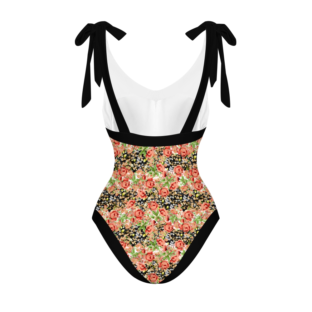 Tropical Floral One Piece Swimsuit Set Wite Coordinated High Waist Skirt