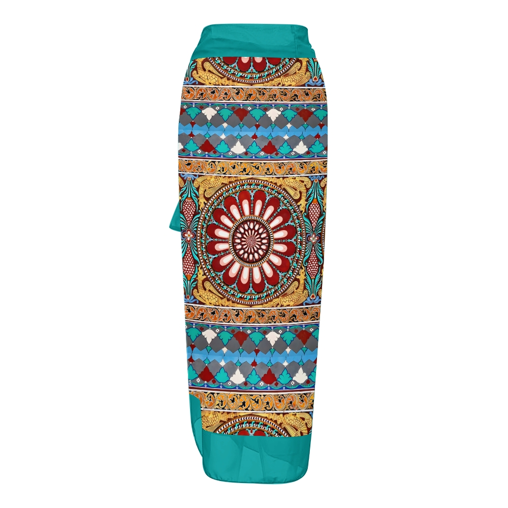 Women's Deep V Neck Geometric Print One Piece Swimsuit Set