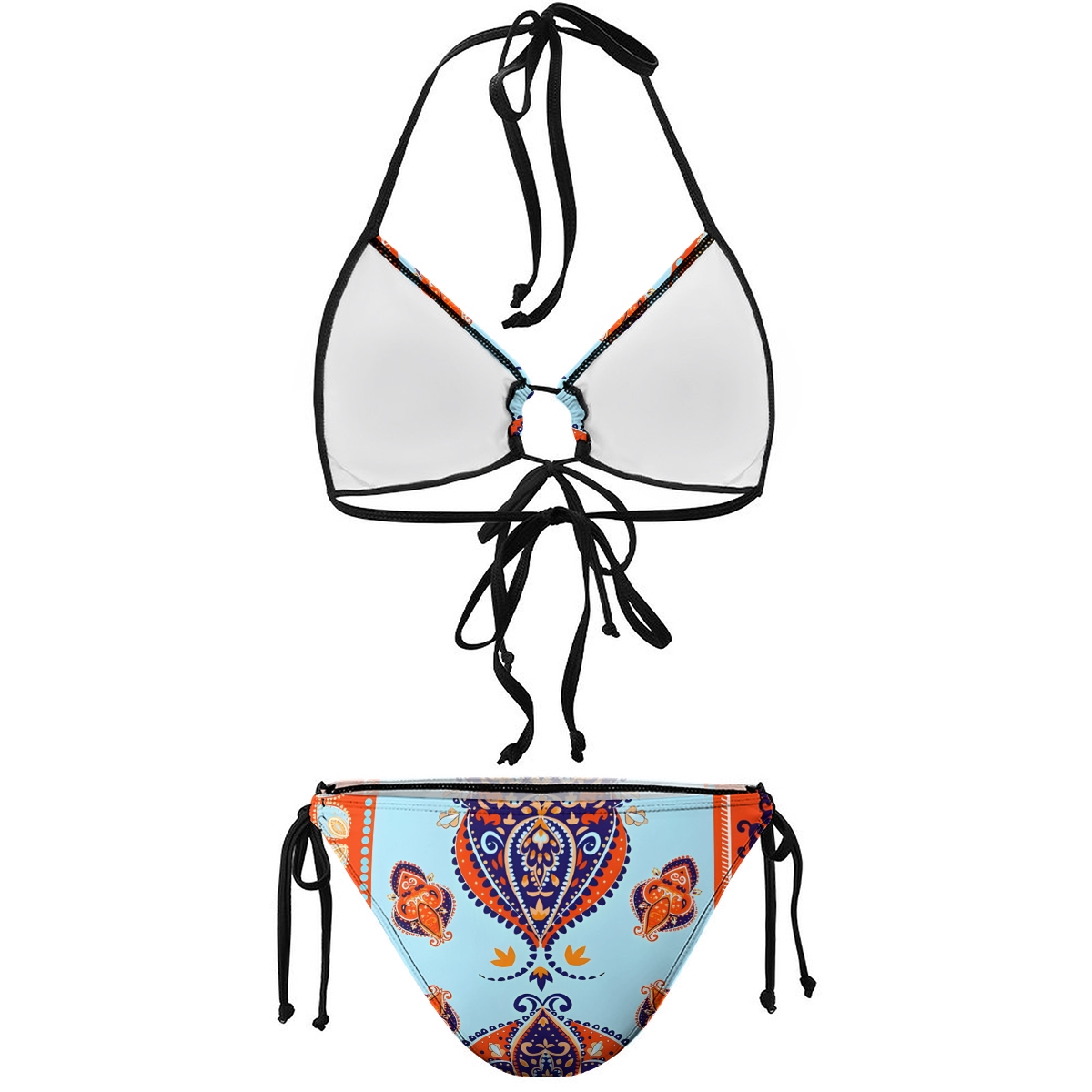 Women's Boho Print Halter Bikini Set with Side Tie Bottoms