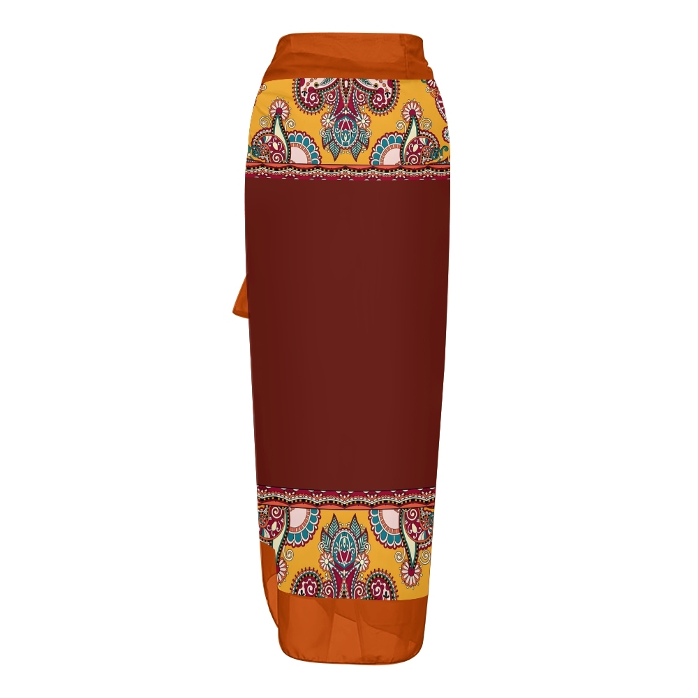 Deep V Neck One Piece Baroque Print Swimsuit Set