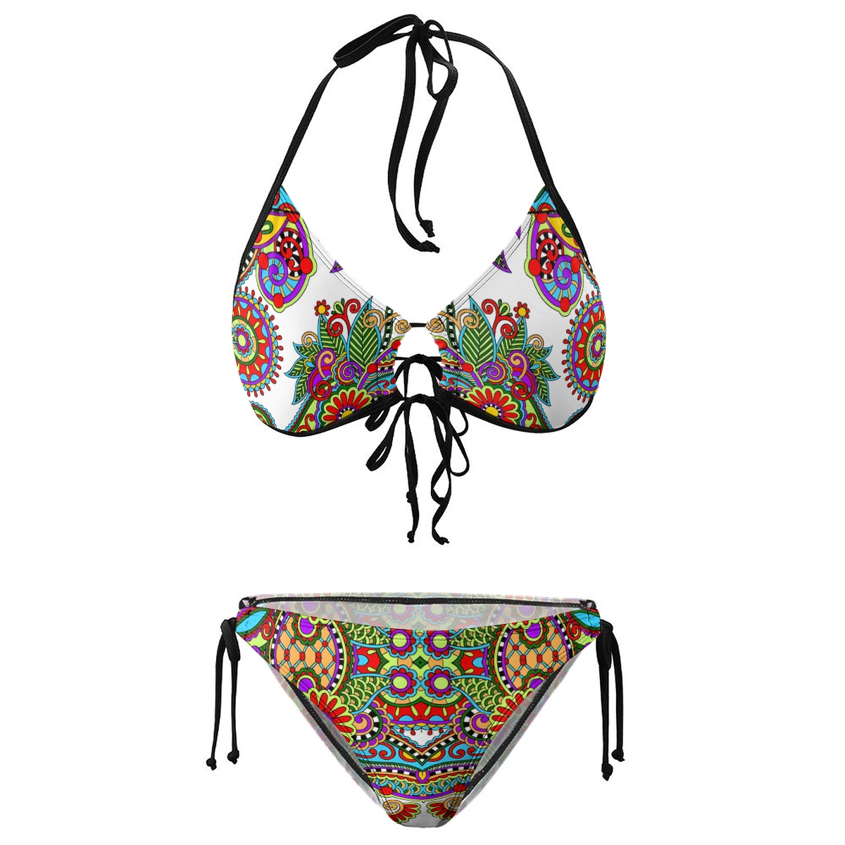 Women's Paisley Print One Piece Swimsuit with Matching Wrap Skirt Set