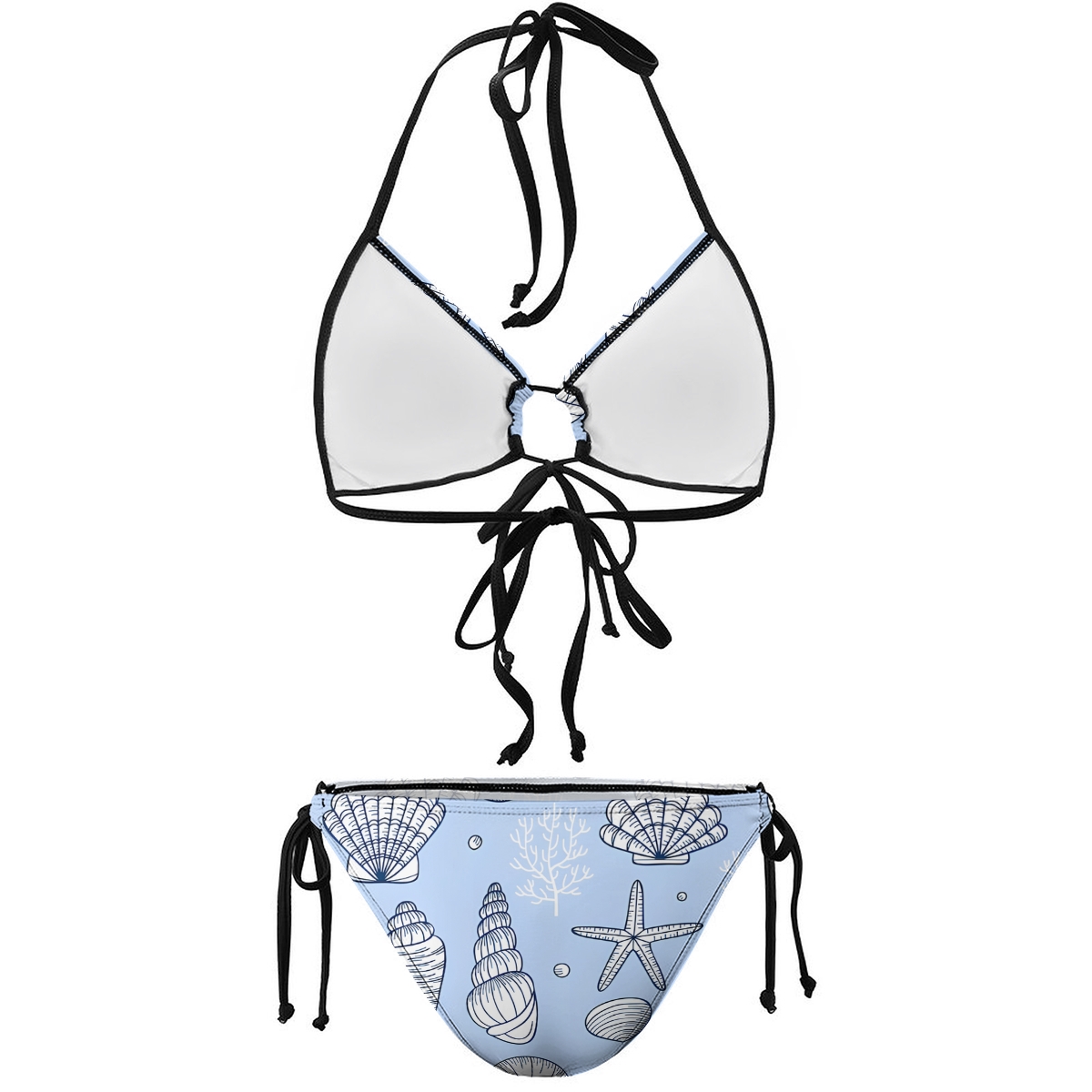 Two Piece Bikini Swimsuit set for Women Seashell and Coral Pattern