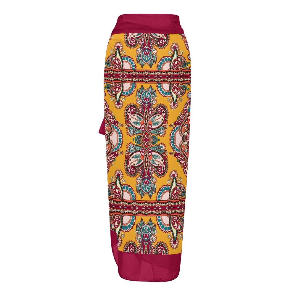 Women's Boho Paisley One-Piece Swimsuit with Matching Wrap Skirt Cover-Up Set