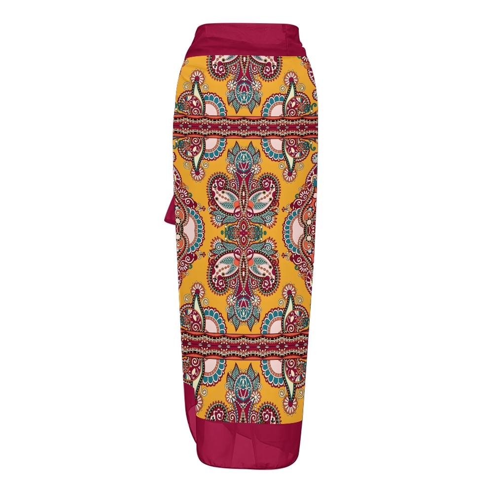 Women's Boho Paisley One-Piece Swimsuit with Matching Wrap Skirt Cover-Up Set