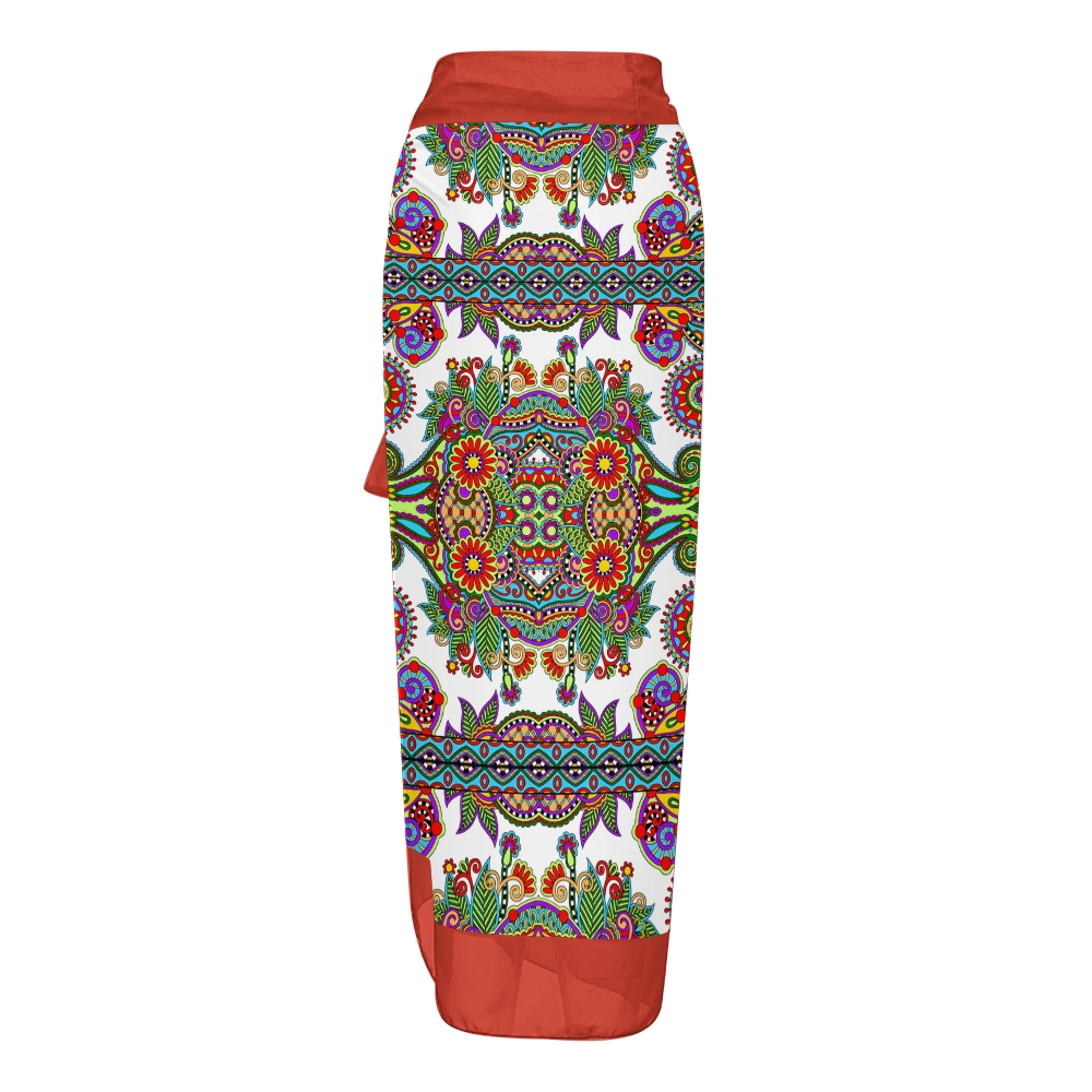 Bohemian One-Piece Swimsuit Set �C Shoulder Tie Bathing Suit with Matching Skirt