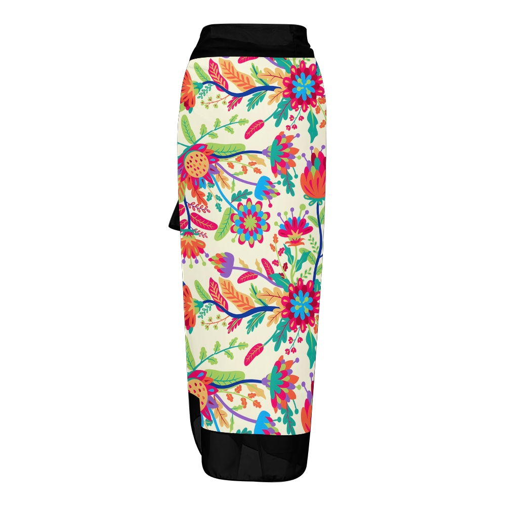 Women's Floral One Piece Swimsuit Set Black Waistband