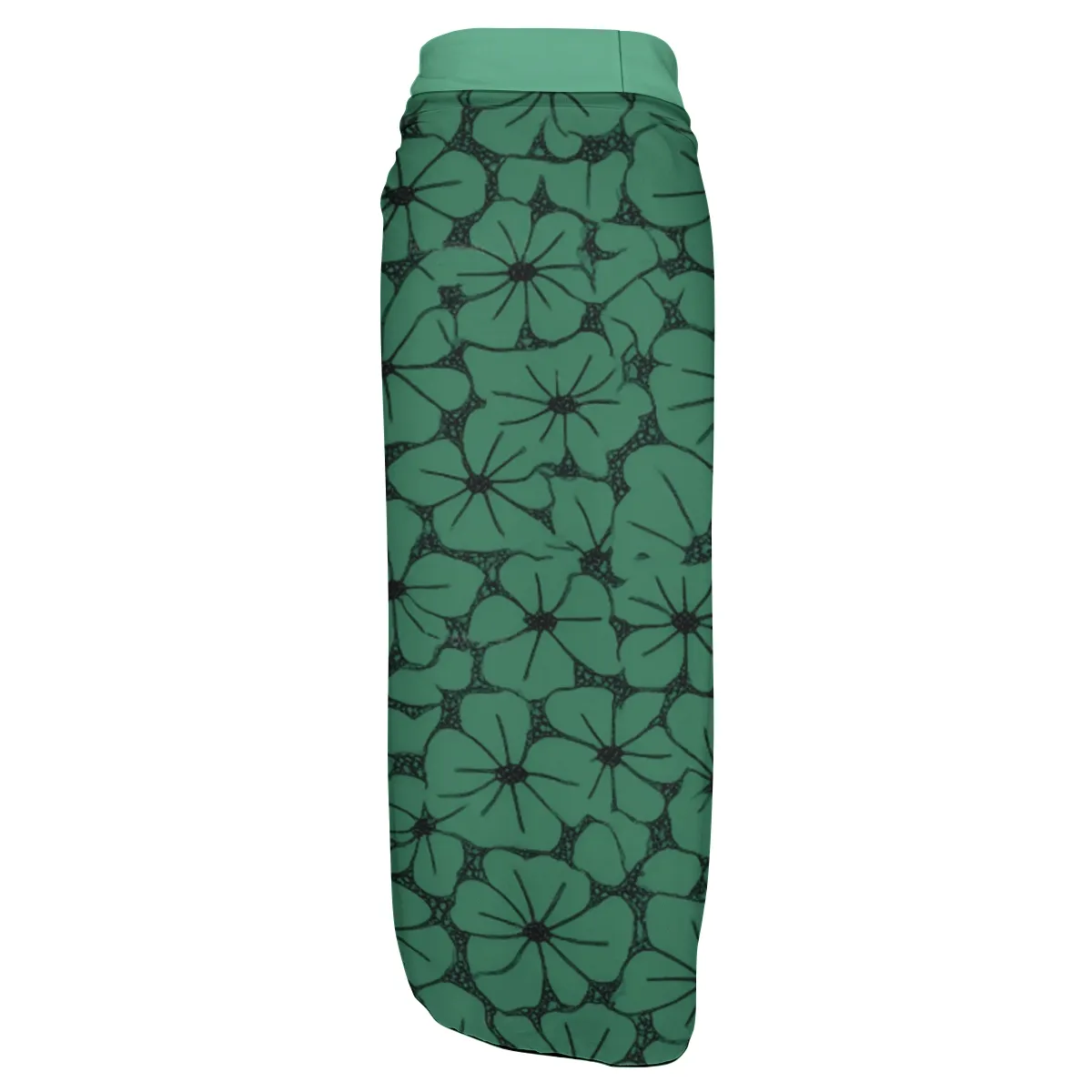 Women's Floral Halter One-Piece Swimsuit with Matching Sarong Skirt