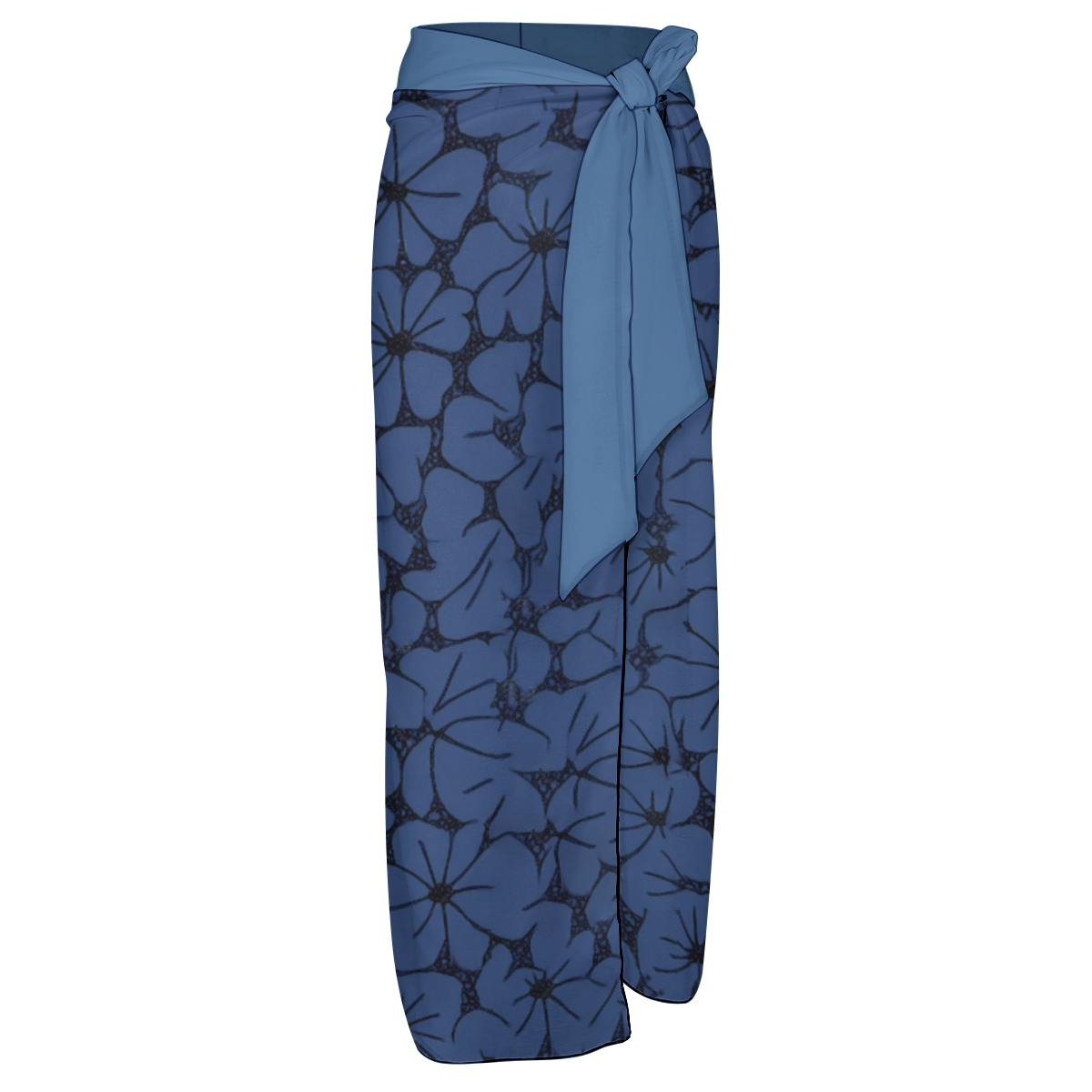 Women's Floral Halter One-Piece Swimsuit with Matching Sarong Skirt