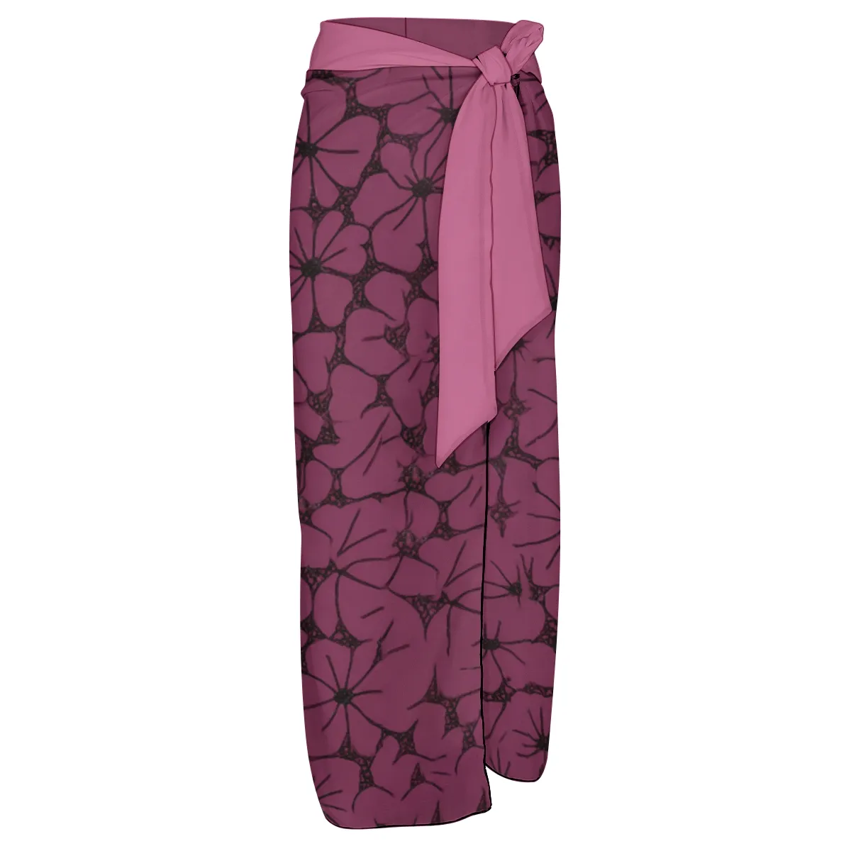 Women's Floral Halter One-Piece Swimsuit with Matching Sarong Skirt