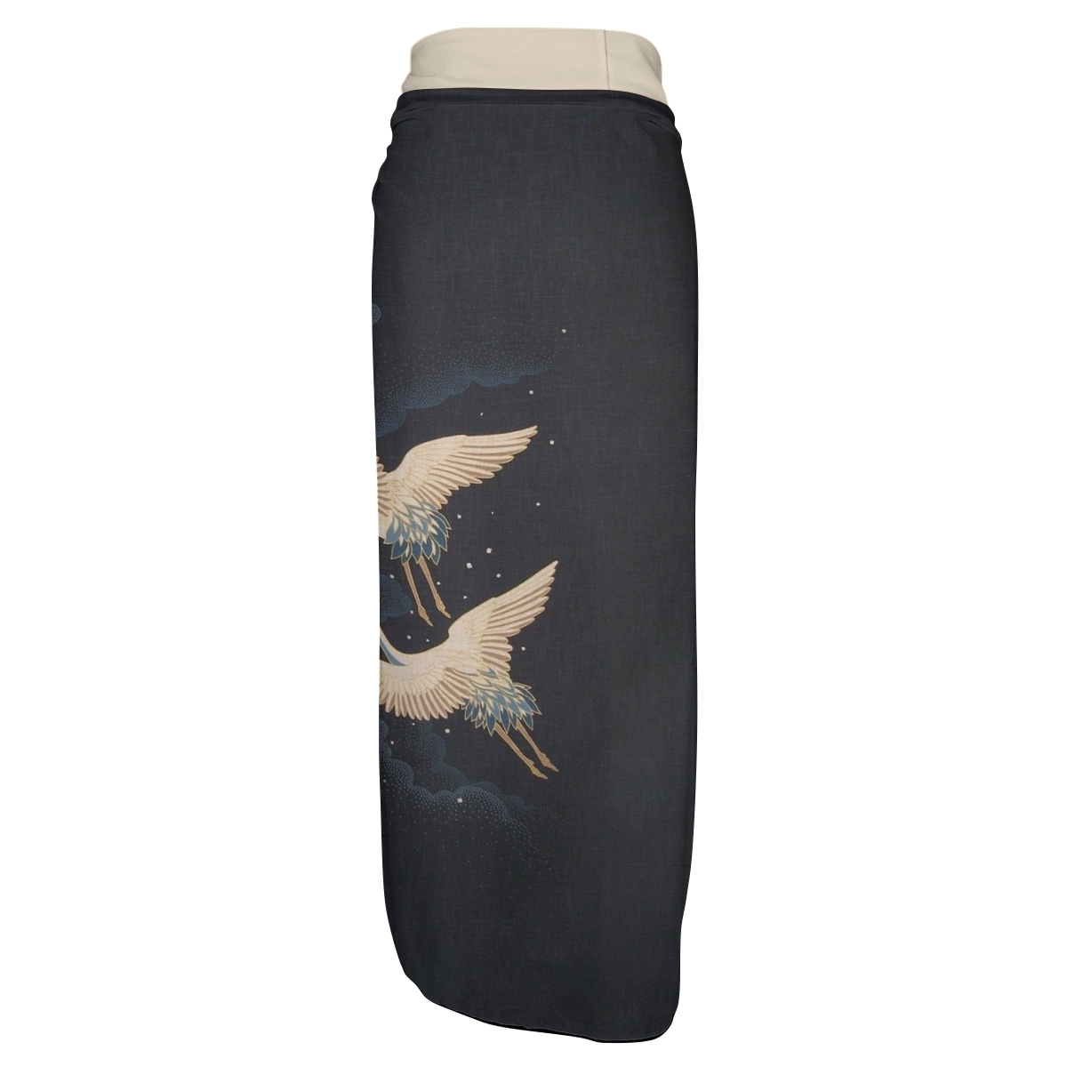 Women's Crane Print One-Piece Swimsuit with Matching Sarong Skirt