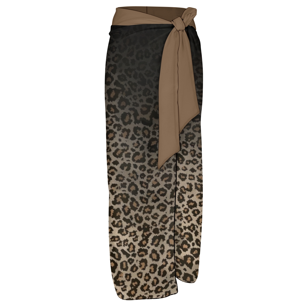 Women's Leopard Print Deep V-Neck One-Piece Swimsuit with Tie Shoulder Straps and Matching Skirt Set