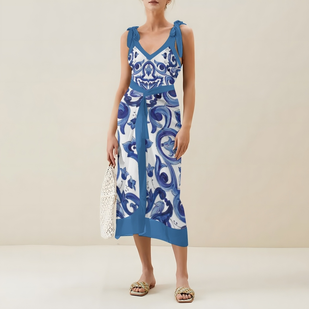 Women's Baroque Print One Piece Swimsuit with Matching Sarong Skirt