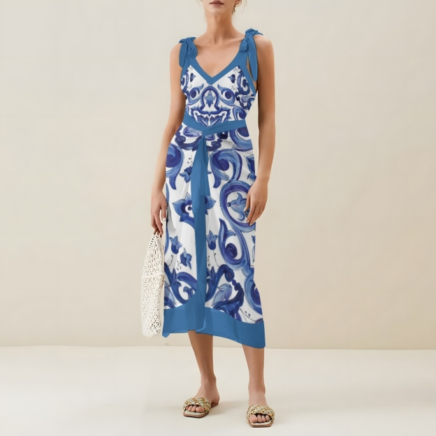 Women's Baroque Print One Piece Swimsuit with Matching Sarong Skirt