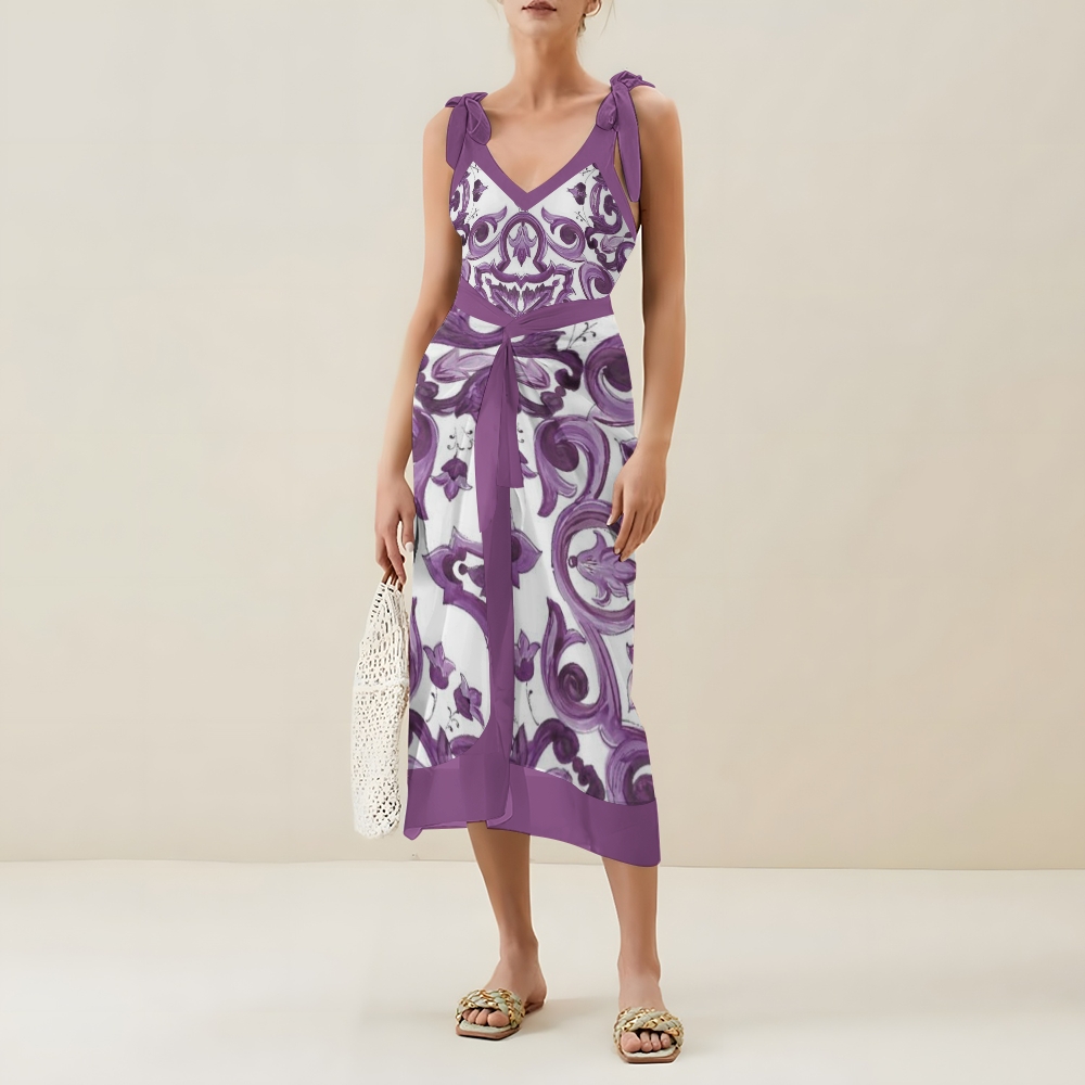 Women's Baroque Print One Piece Swimsuit with Matching Sarong Skirt