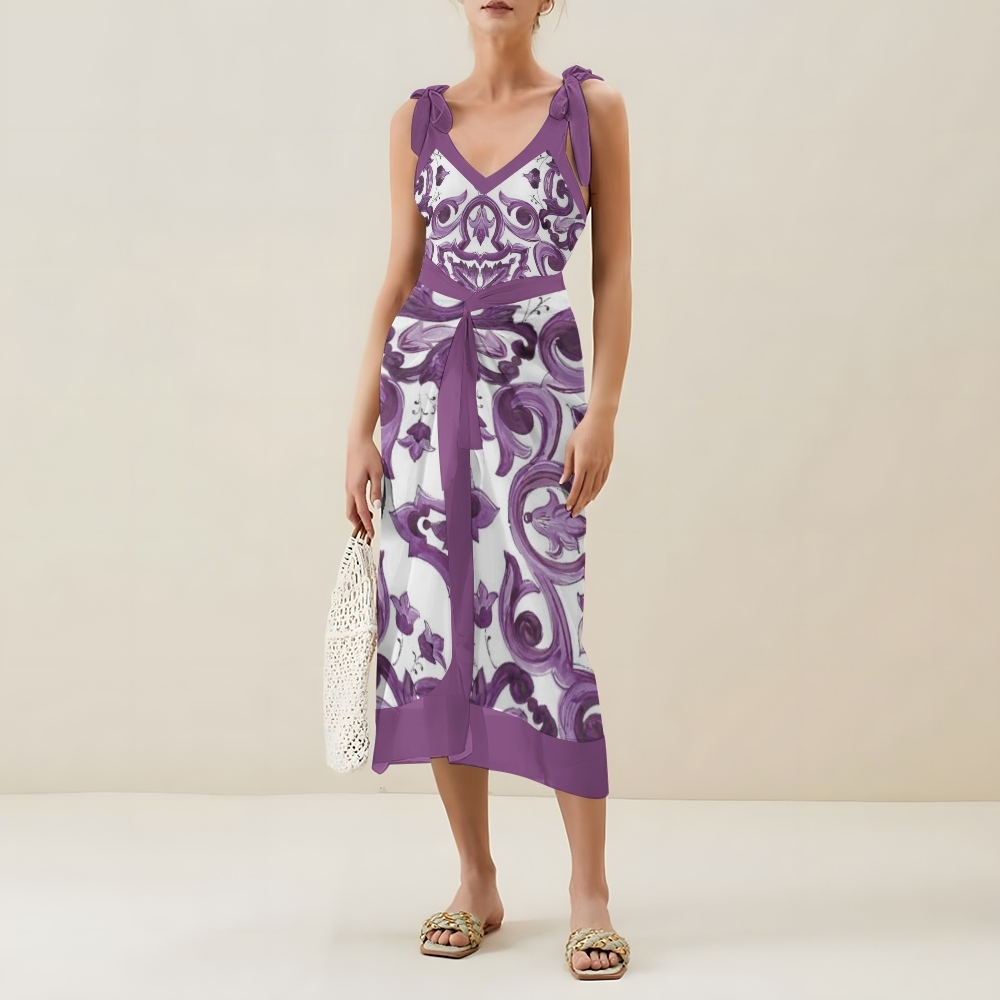 Women's Baroque Print One Piece Swimsuit with Matching Sarong Skirt